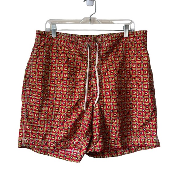 Polo by Ralph Lauren Vintage Board Shorts Blue Tab Silver Geometric Size L - Picture 1 of 12